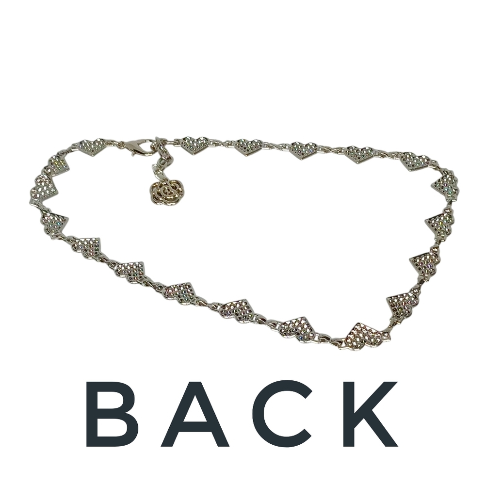 Silver Sparkling Heart Necklace New Age Grunge Modern Retro Glam 1990s Lovecore - Picture 7 of 12